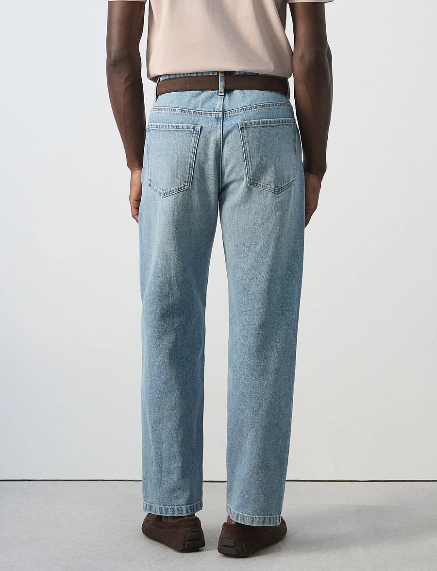 Mango - Straight fit cotton-linen jeans - regular jeans - open blue - 2