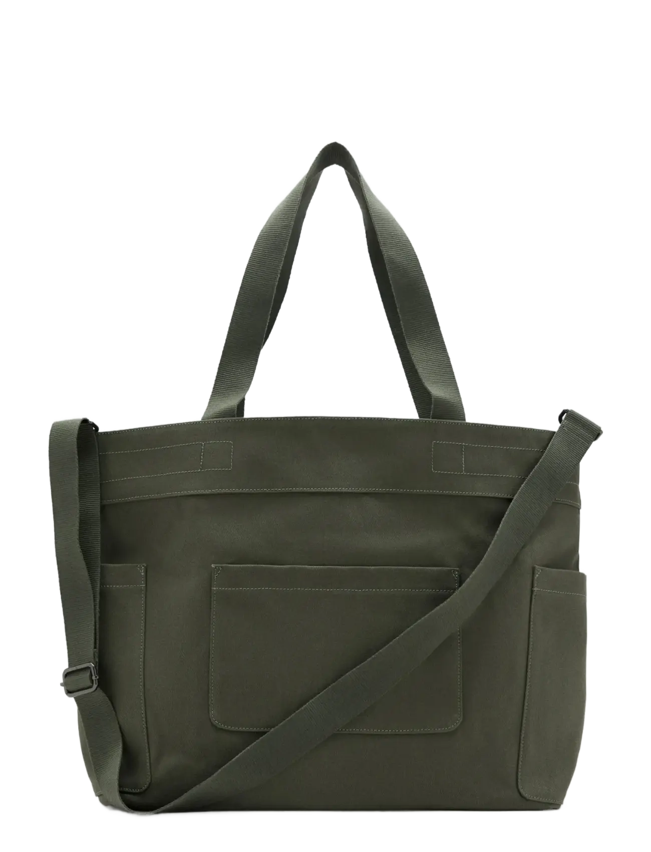 Mango Cotton tote bag with pockets - Taschen - BEIGE - KHAKI / khaki/green