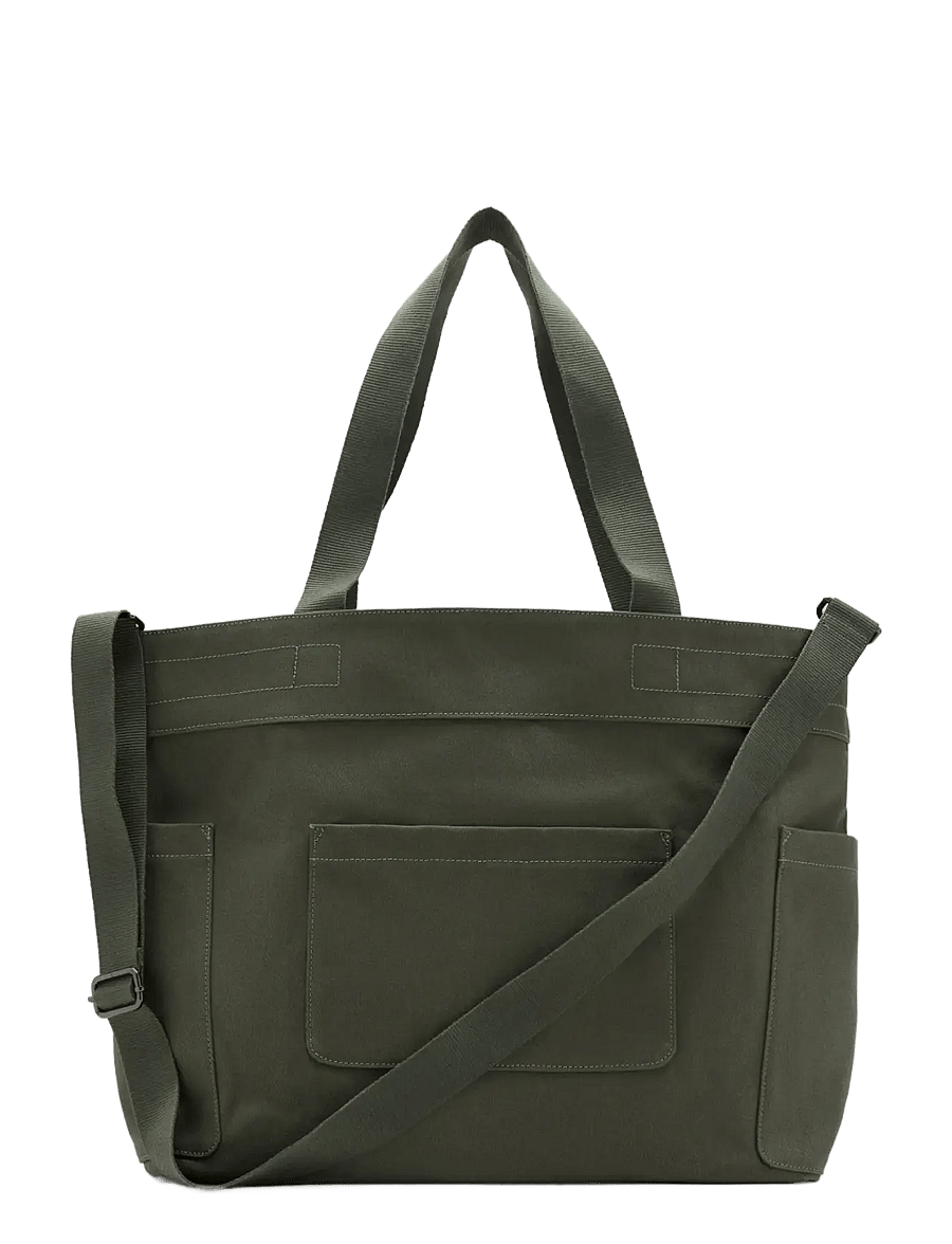Mango - Cotton tote bag with pockets - kollektioner - beige - khaki - 0