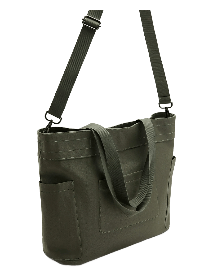 Mango - Cotton tote bag with pockets - kollektioner - beige - khaki - 1