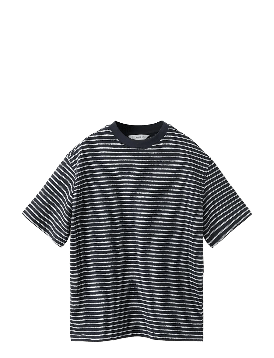 Mango - Striped T-shirt - kortärmade t-shirts - navy - 1