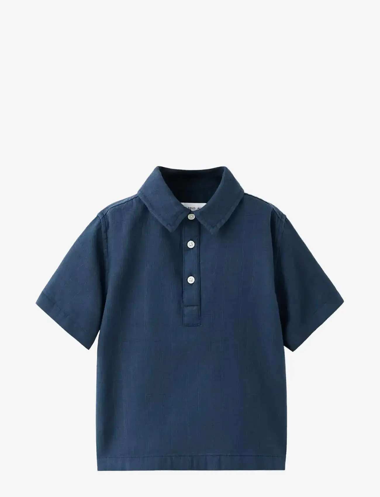 Mango - Textured cotton shirt - kortærmede skjorter - navy - 0