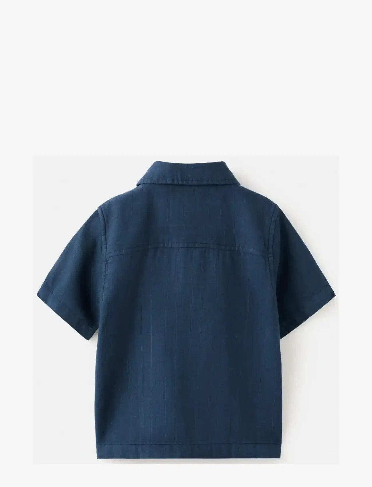 Mango - Textured cotton shirt - kortærmede skjorter - navy - 1