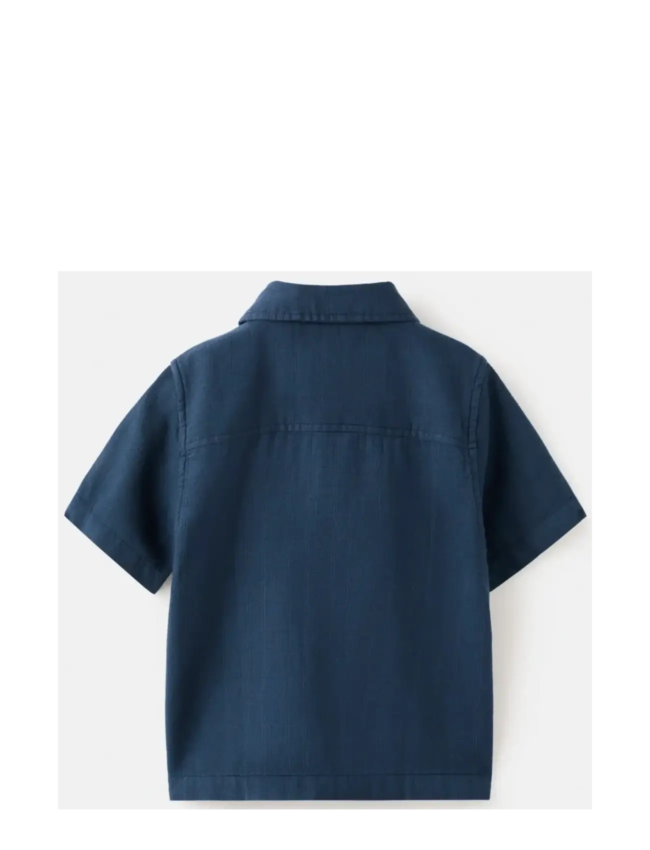 Mango - Textured cotton shirt - kortærmede skjorter - navy - 1