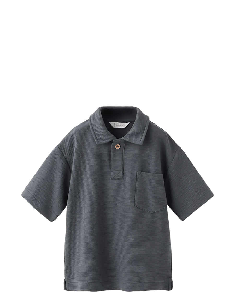 Mango - Chest-pocket cotton pocket polo shirt - kortærmede poloer - charcoal - 0