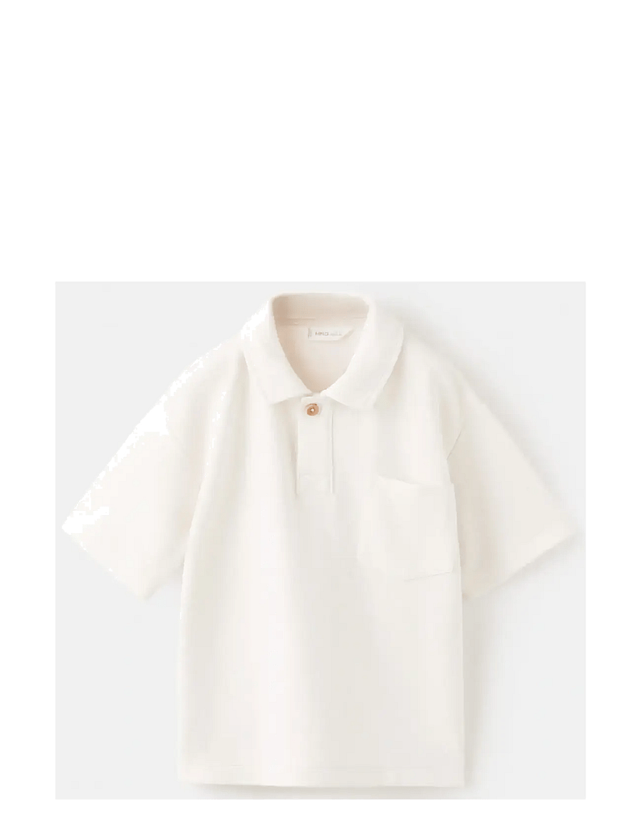 Mango - Chest-pocket cotton pocket polo shirt - kortärmade pikéer - light beige - 1