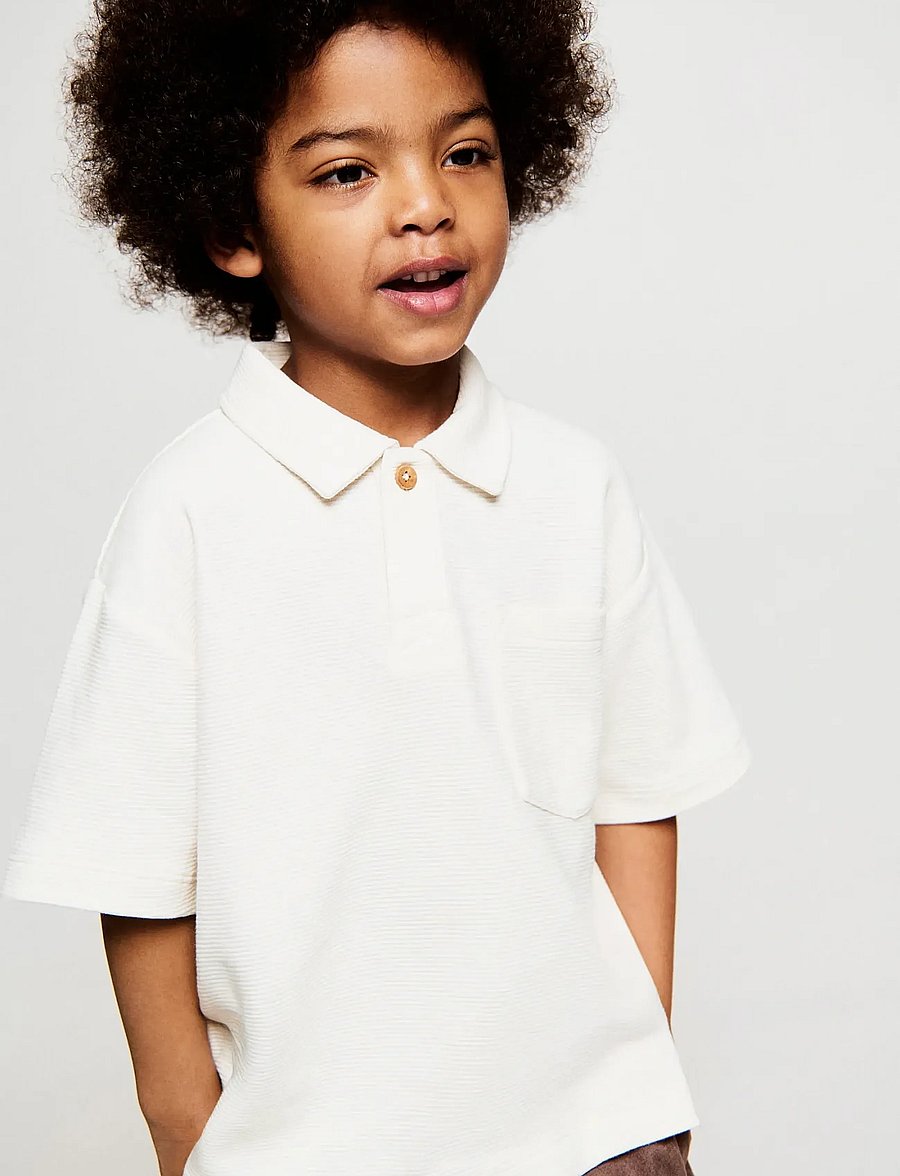 Mango - Chest-pocket cotton pocket polo shirt - kortärmade pikéer - light beige - 0