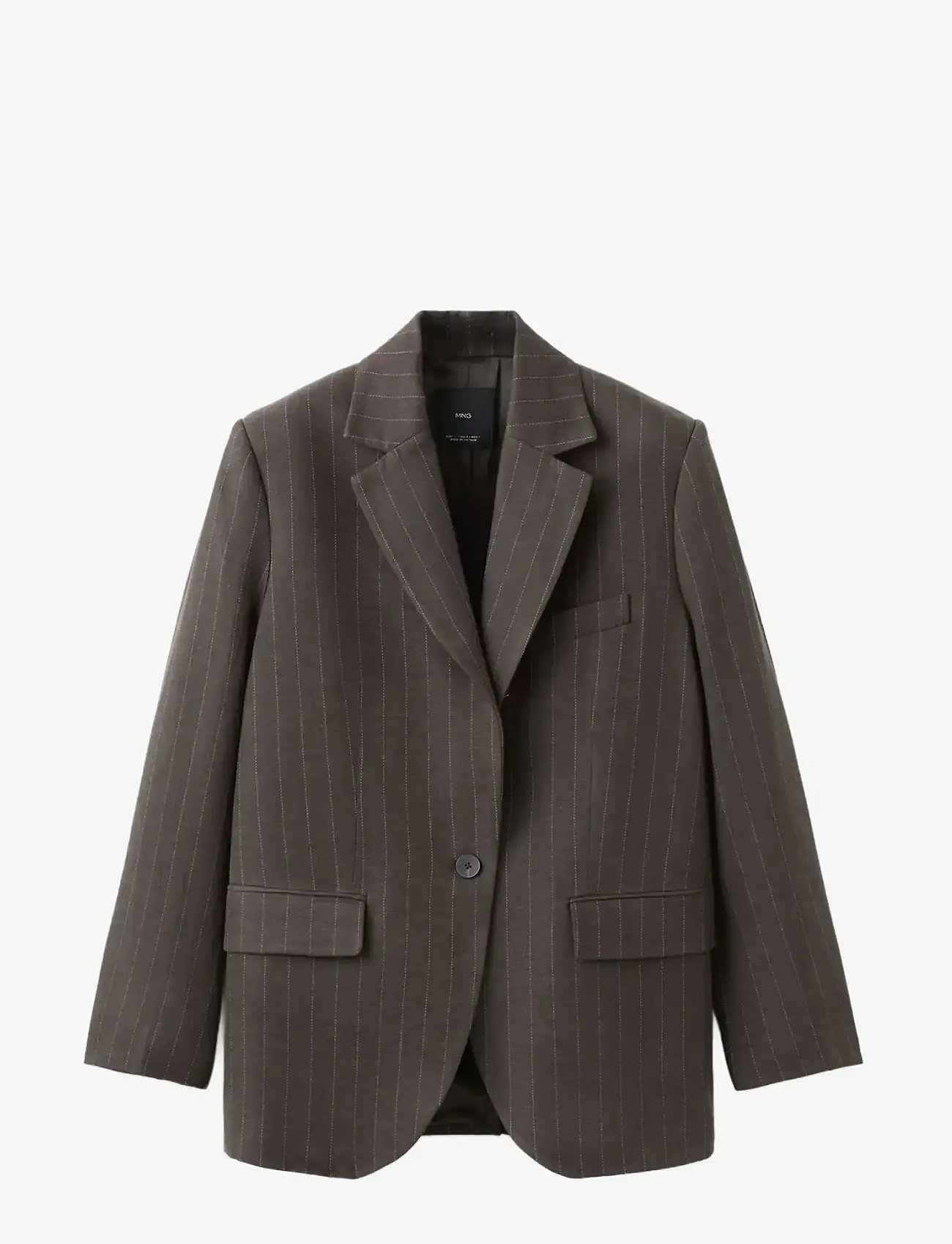 Mango - Pinstripe suit blazer - enkelknäppta kavajer - dark brown - 1