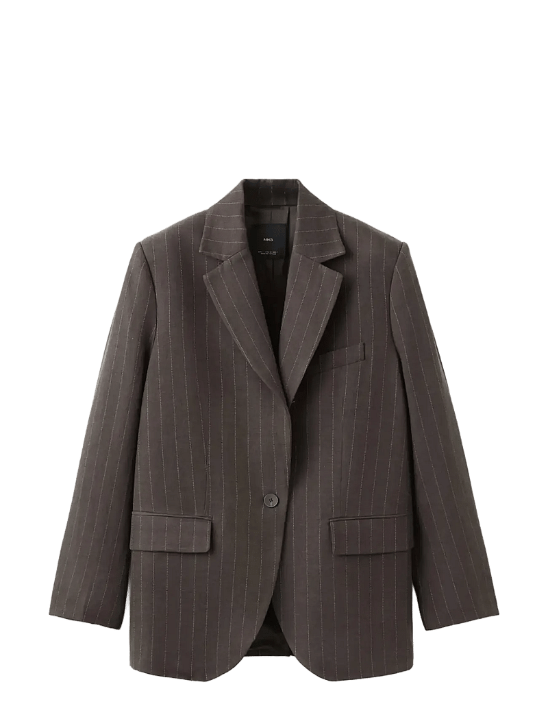 Mango - Pinstripe suit blazer - enkelknäppta kavajer - dark brown - 1