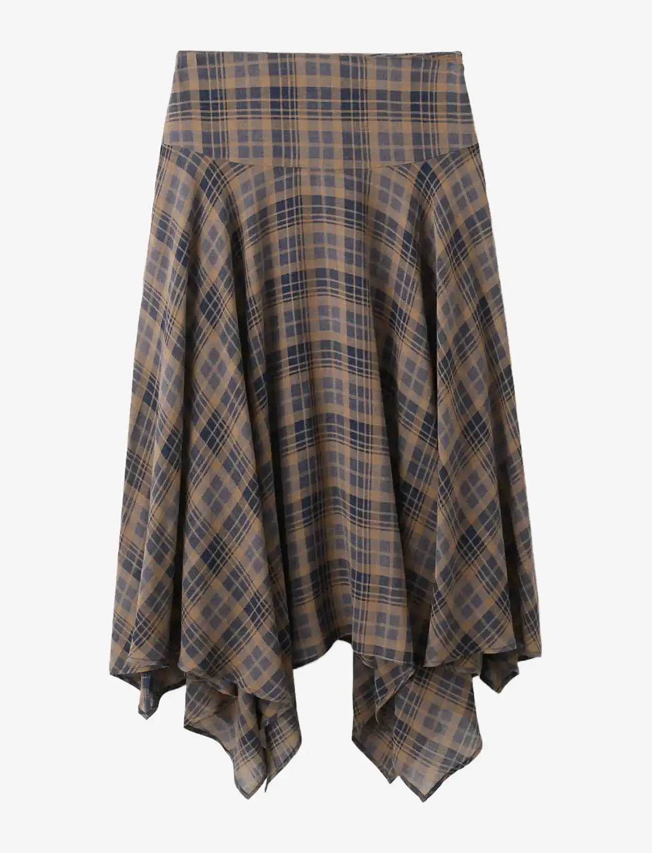 Mango - Checked asymmetric skirt - midi kjolar - brown - 1