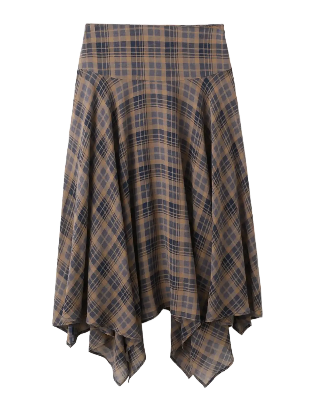 Mango Checked asymmetric skirt - Midi nederdele - BROWN / multi