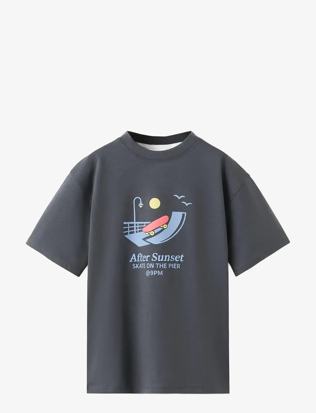 Mango - Printed cotton-blend t-shirt - kortærmede t-shirts - charcoal - 0