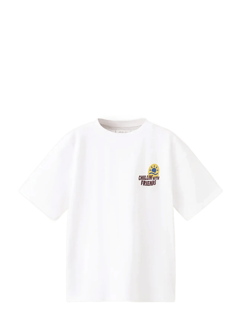 Mango - Printed cotton-blend t-shirt - kortærmede t-shirts - white - 1