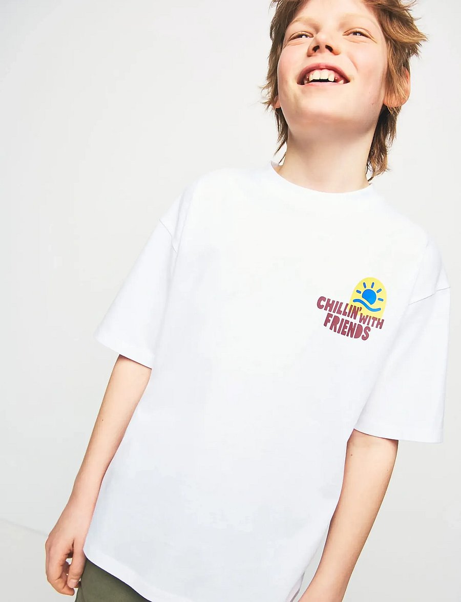 Mango - Printed cotton-blend t-shirt - kortærmede t-shirts - white - 0