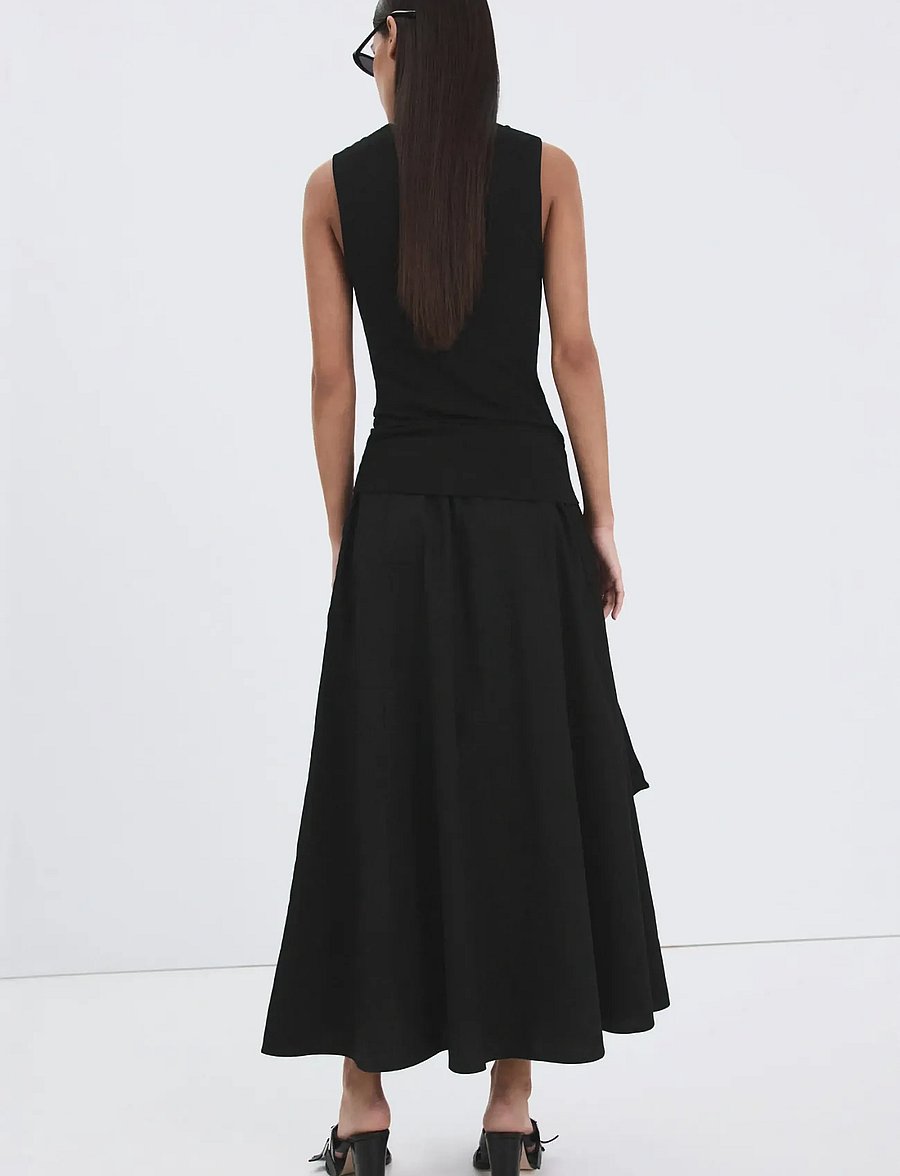 Mango - Flared cotton skirt - maxikjolar - black - 2