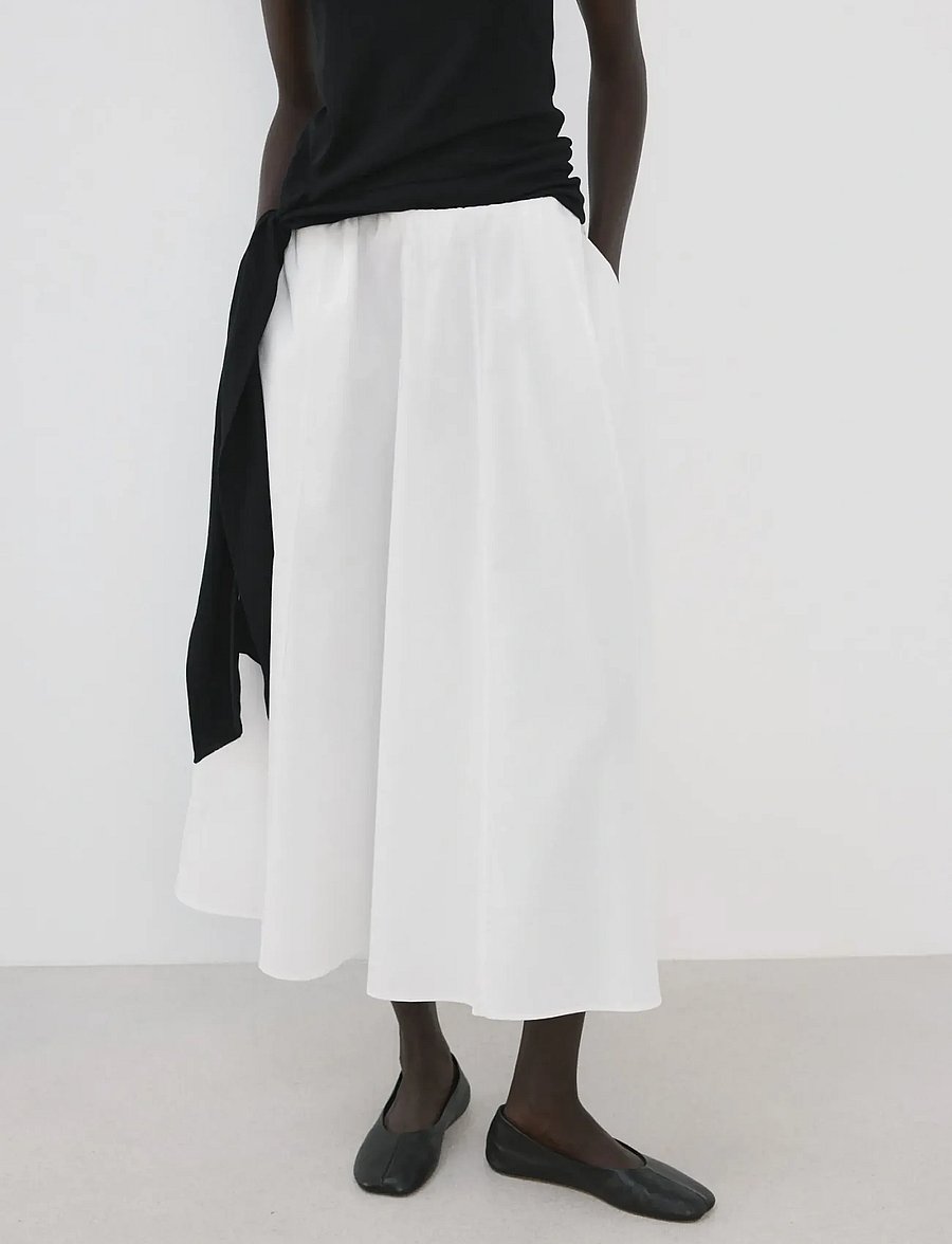 Mango - Flared cotton skirt - maxikjolar - white - 0