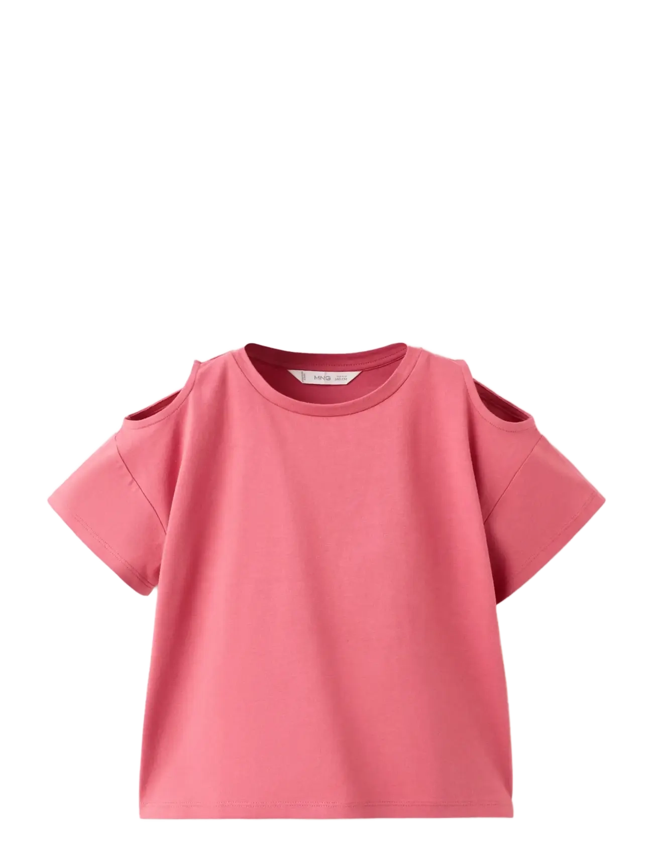 Mango Off-The-Shoulder Cotton T-Shirt, 9-10, T-shirts, Rosa - Short-sleeved, Kinder