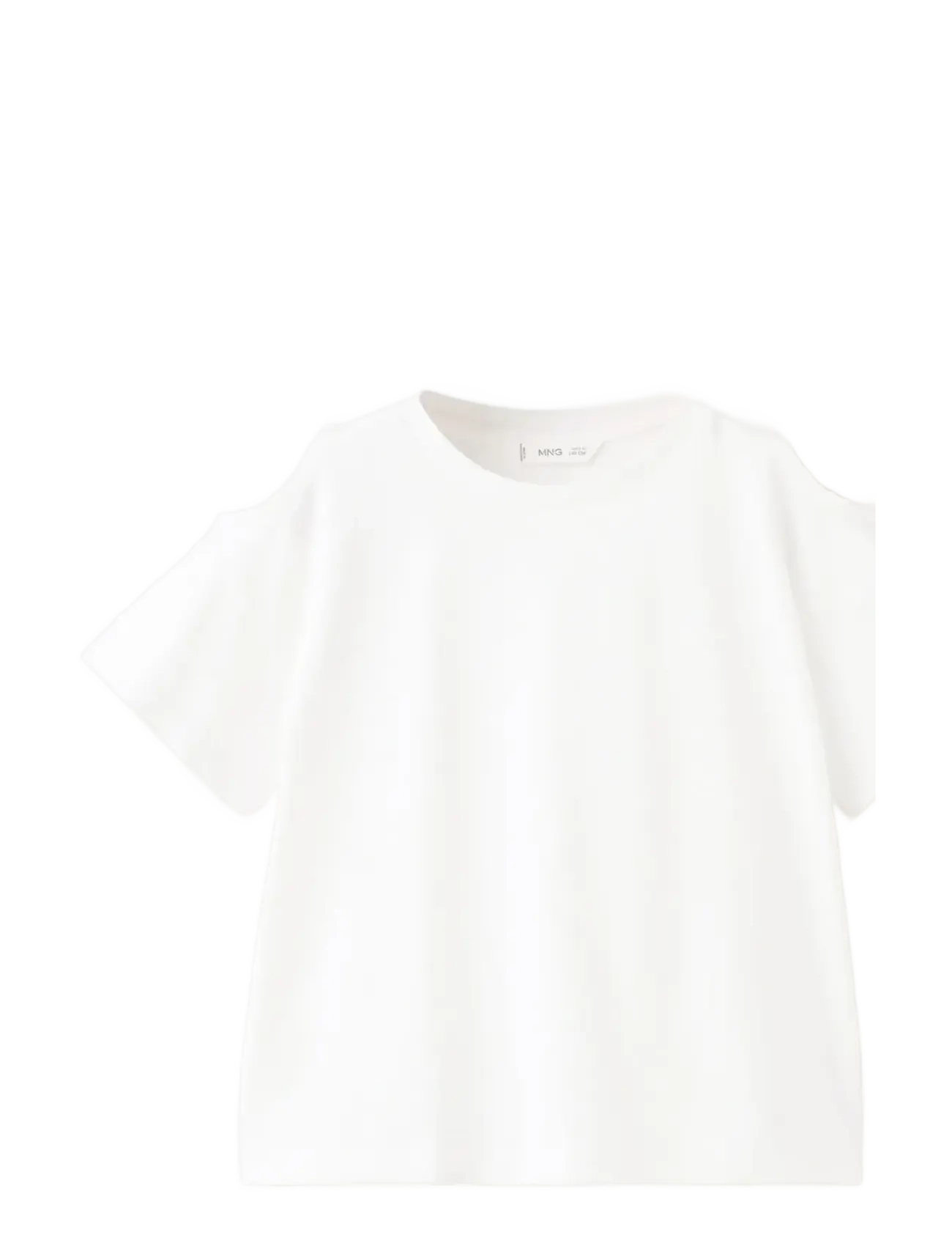 Mango Off-The-Shoulder Cotton T-Shirt, 11-12, T-shirts, Weiß - Short-sleeved, Kinder