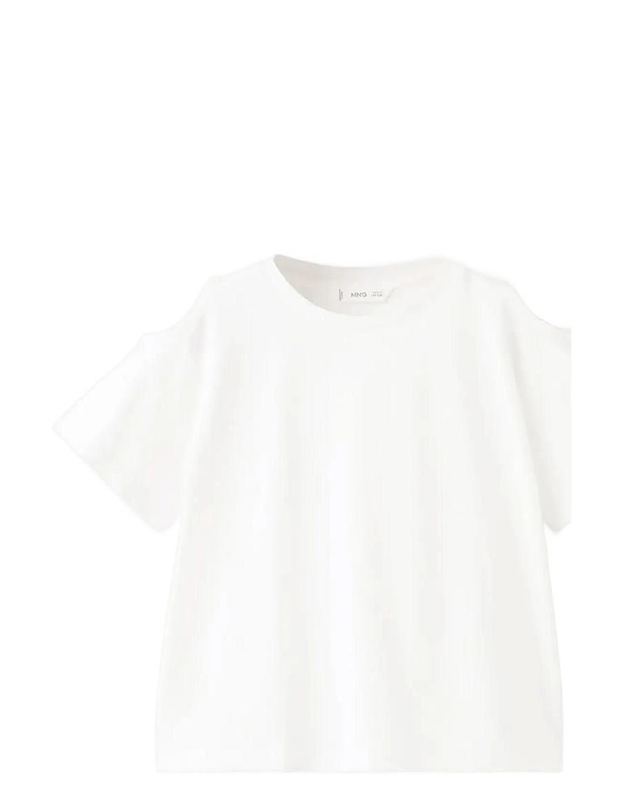 Mango - Off-the-shoulder cotton T-shirt - kortærmede t-shirts - natural white - 0