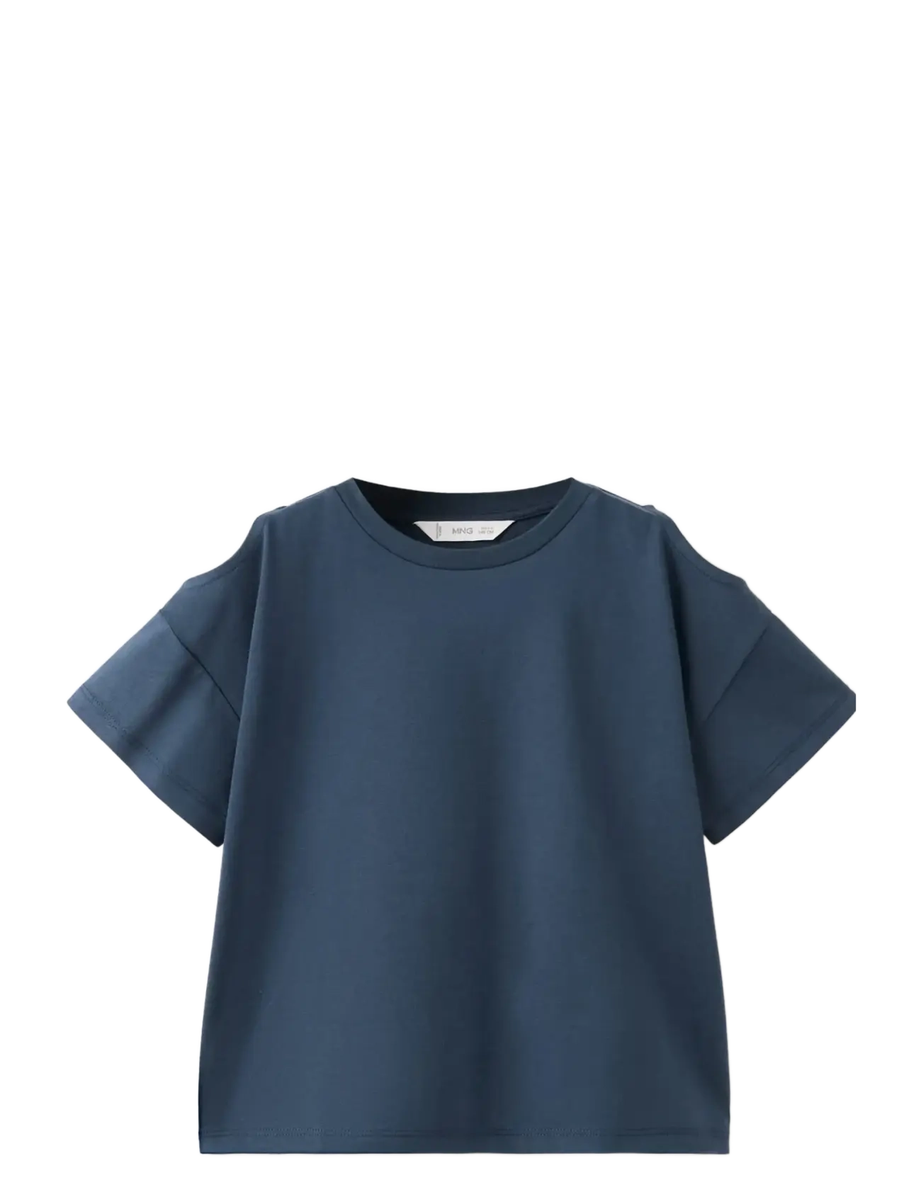 Mango Off-The-Shoulder Cotton T-Shirt, 9-10, T-shirts, Marineblau - Short-sleeved, Kinder