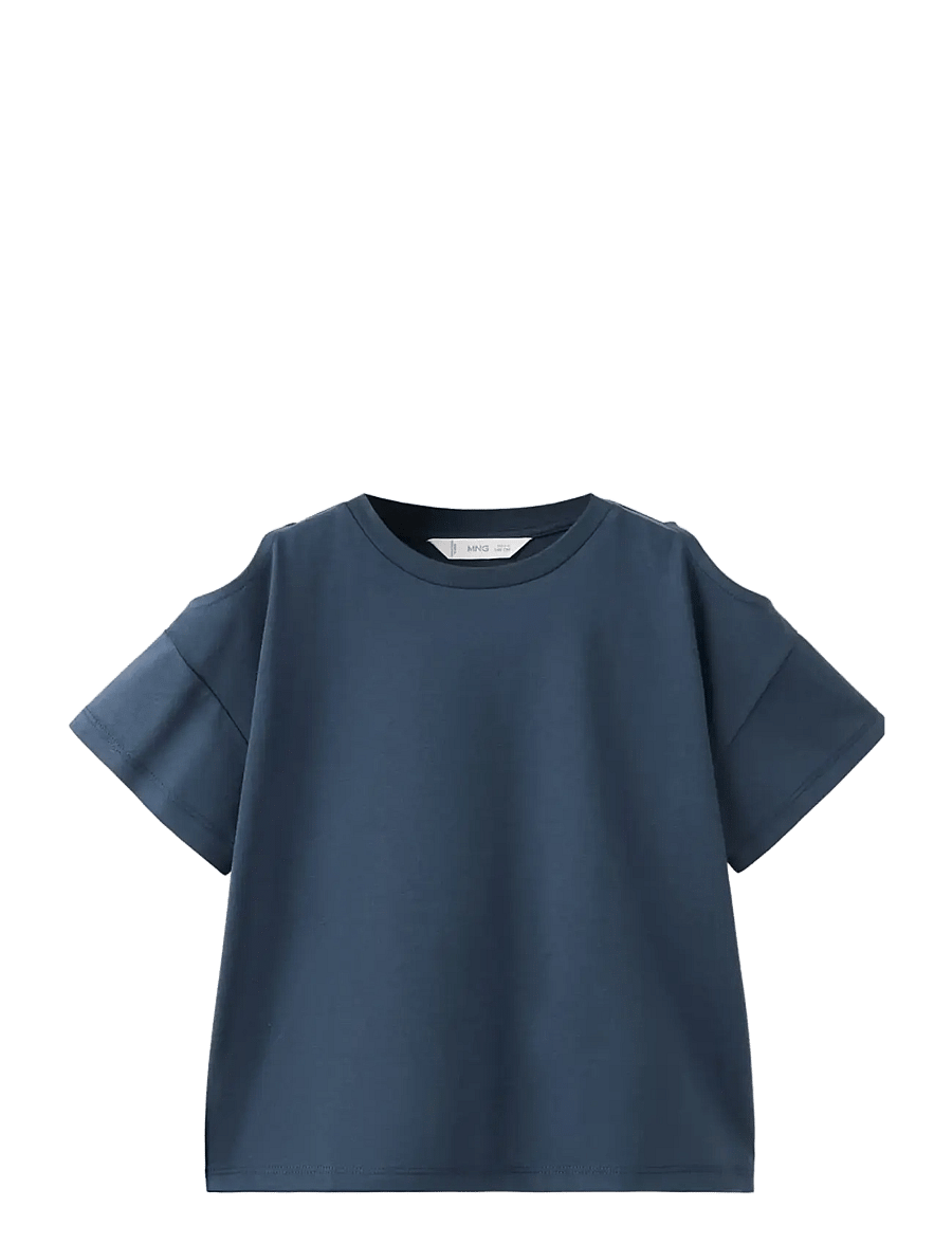 Mango - Off-the-shoulder cotton T-shirt - kortærmede t-shirts - navy - 0