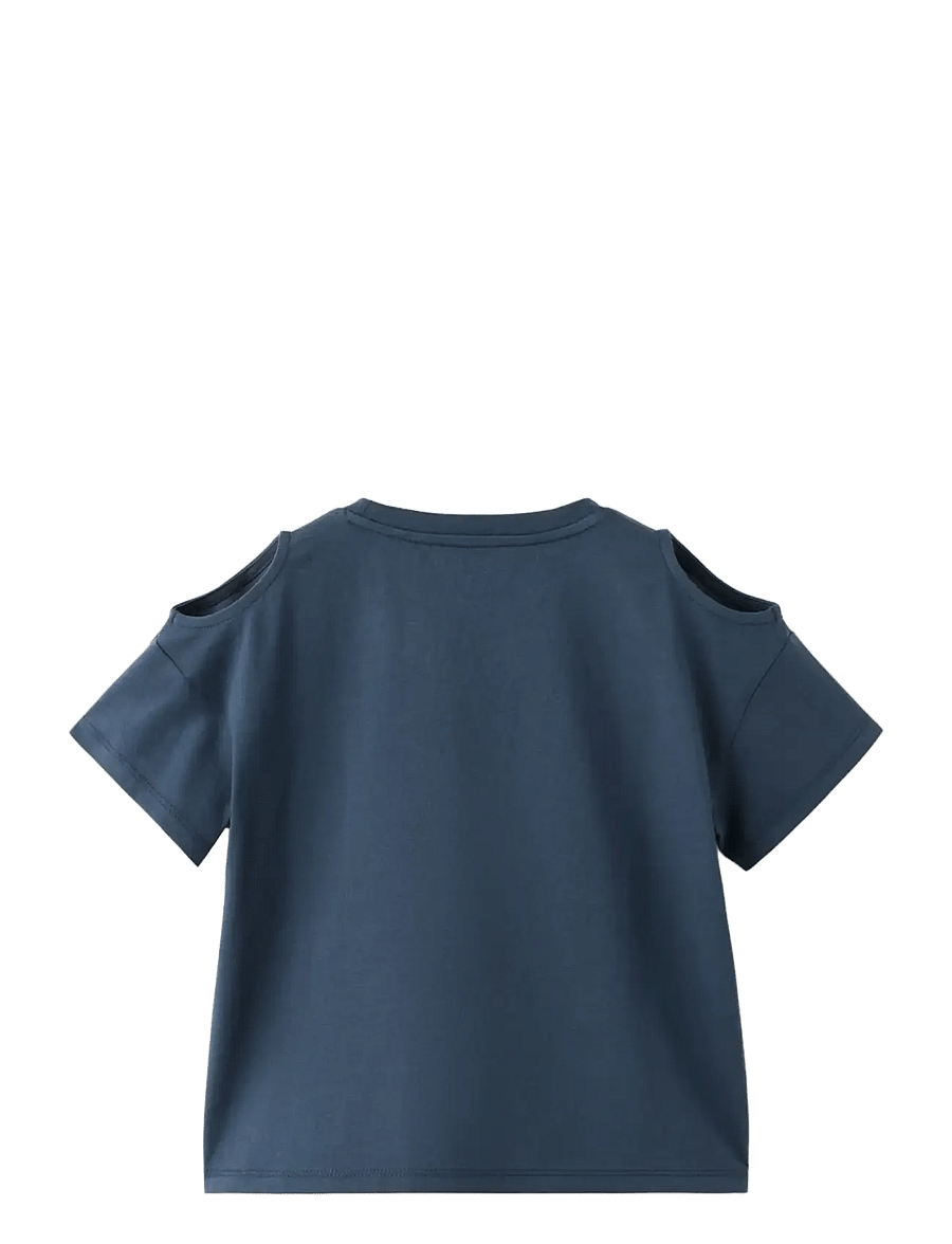 Mango - Off-the-shoulder cotton T-shirt - kortærmede t-shirts - navy - 1