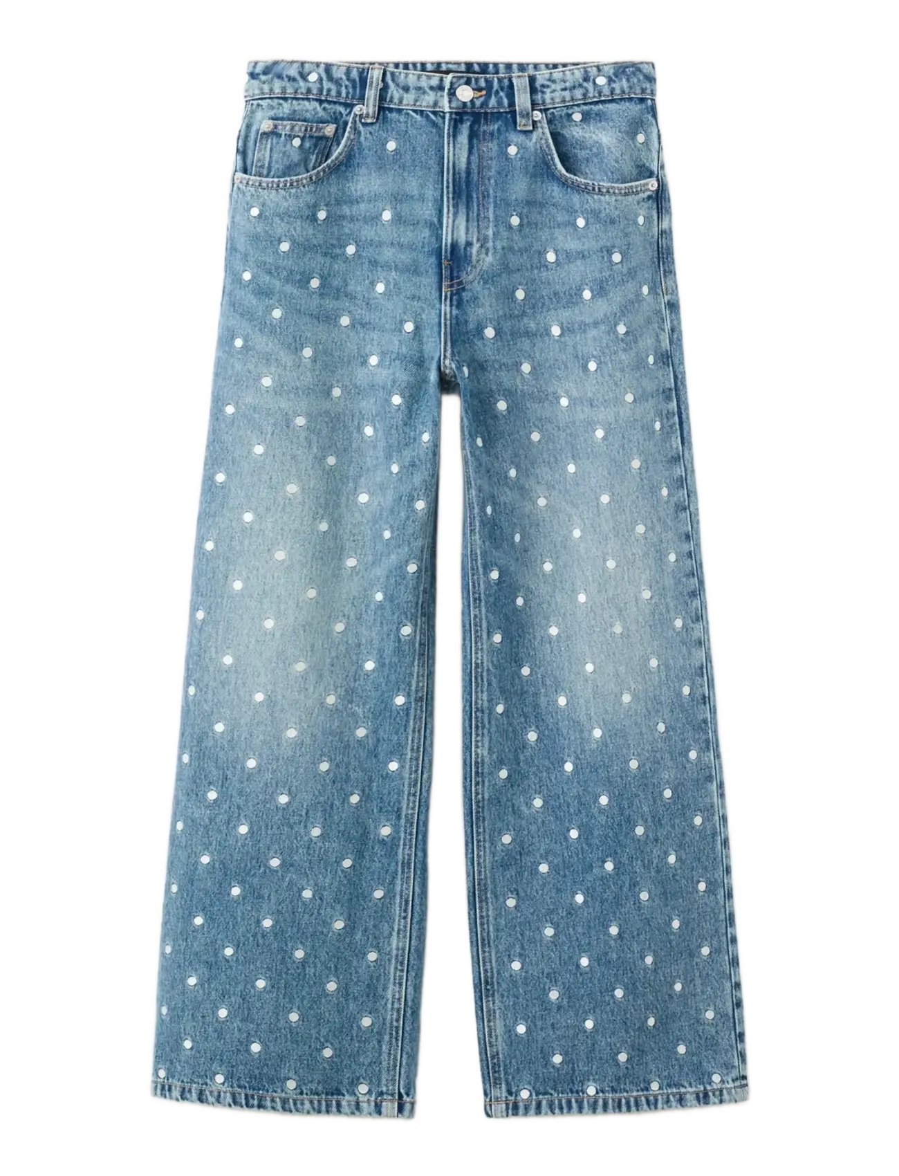 MANGO Polka Dot Straight-Bein Jeans Blau - 40 - Damen