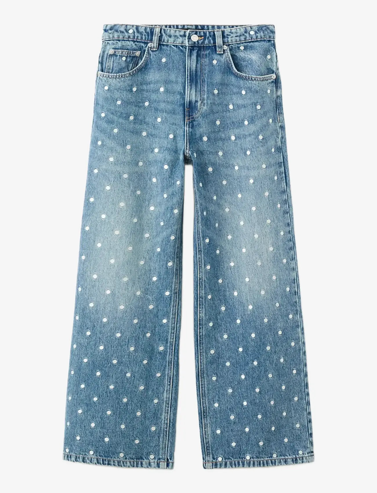 Mango - Polka dot straight-leg jeans - brede jeans - open blue - 1