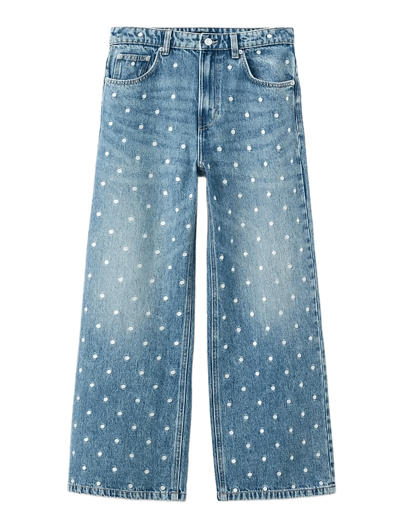 Mango - Polka dot straight-leg jeans - brede jeans - open blue - 1