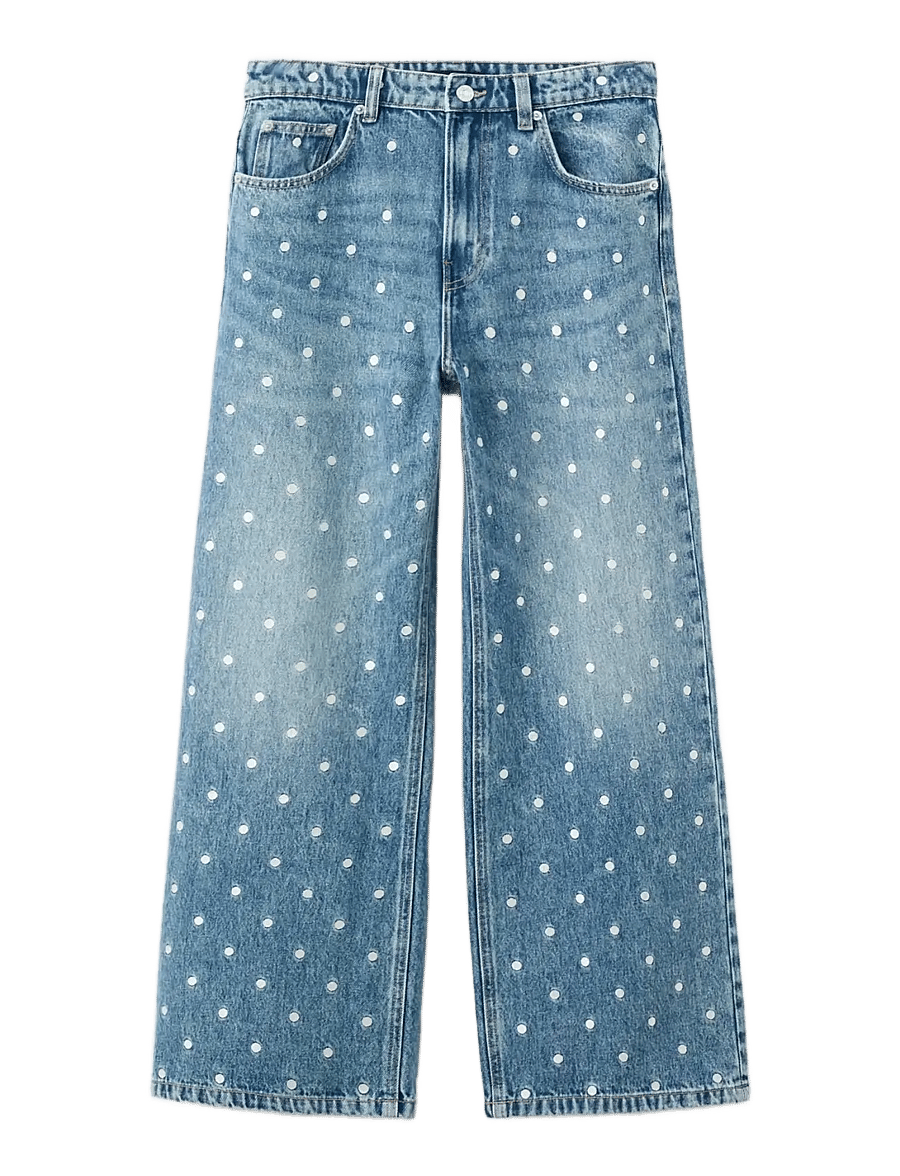 Mango - Polka dot straight-leg jeans - vida jeans - open blue - 1