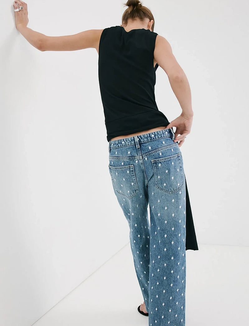 Mango - Polka dot straight-leg jeans - brede jeans - open blue - 2