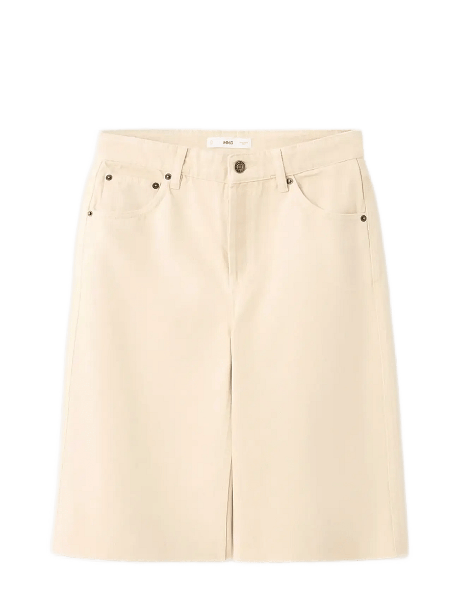 Mango - Low-rise denim bermuda shorts - bermudashorts - yellow - 1