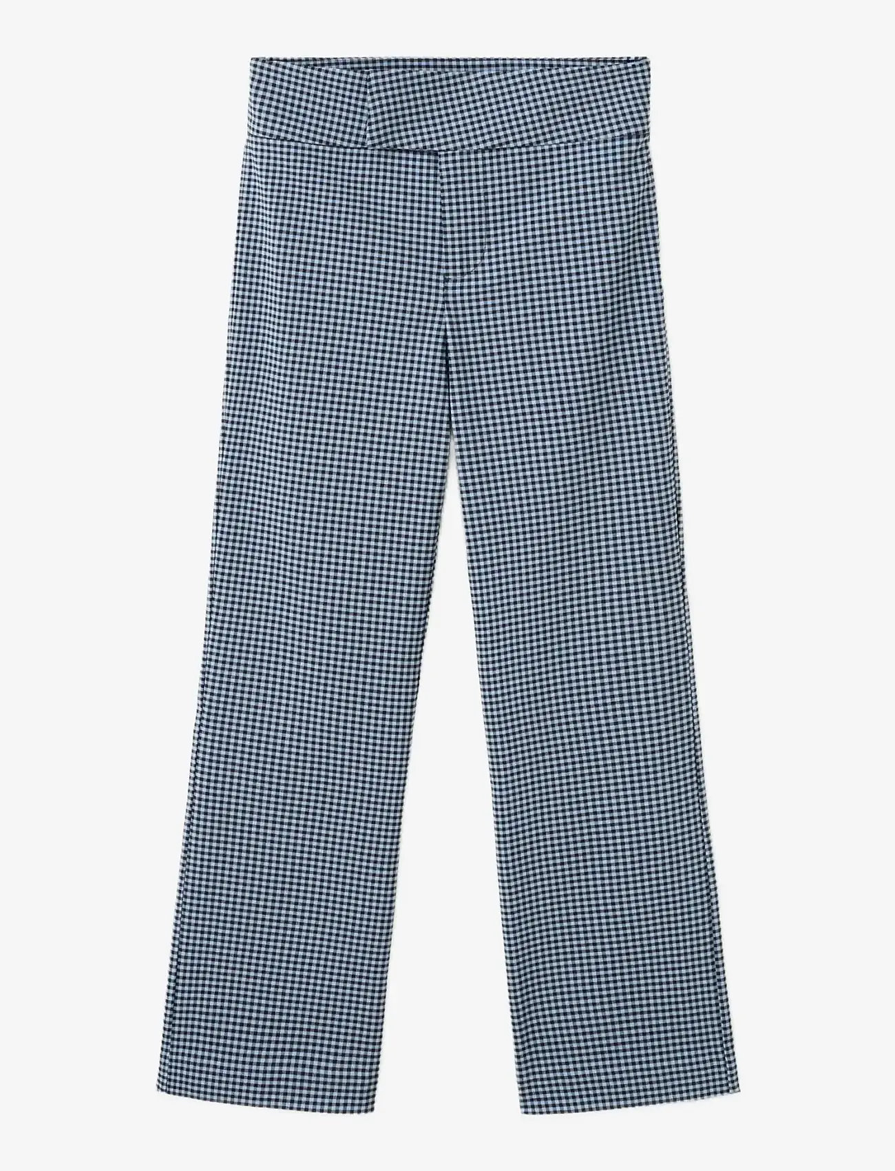 Mango - Gingham-check cropped trousers - bukser med lige ben - medium blue - 1