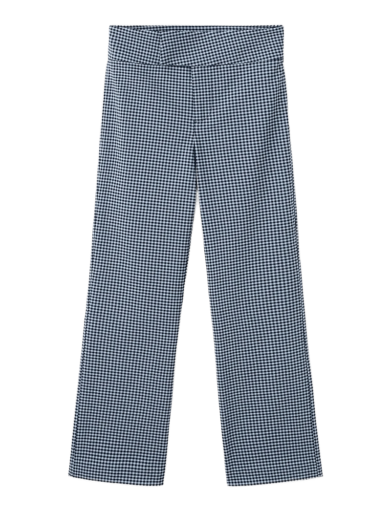 Mango - Gingham-check cropped trousers - bukser med lige ben - medium blue - 1