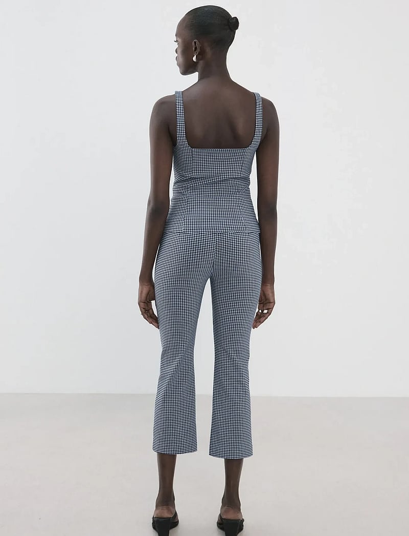 Mango - Gingham-check cropped trousers - bukser med lige ben - medium blue - 2