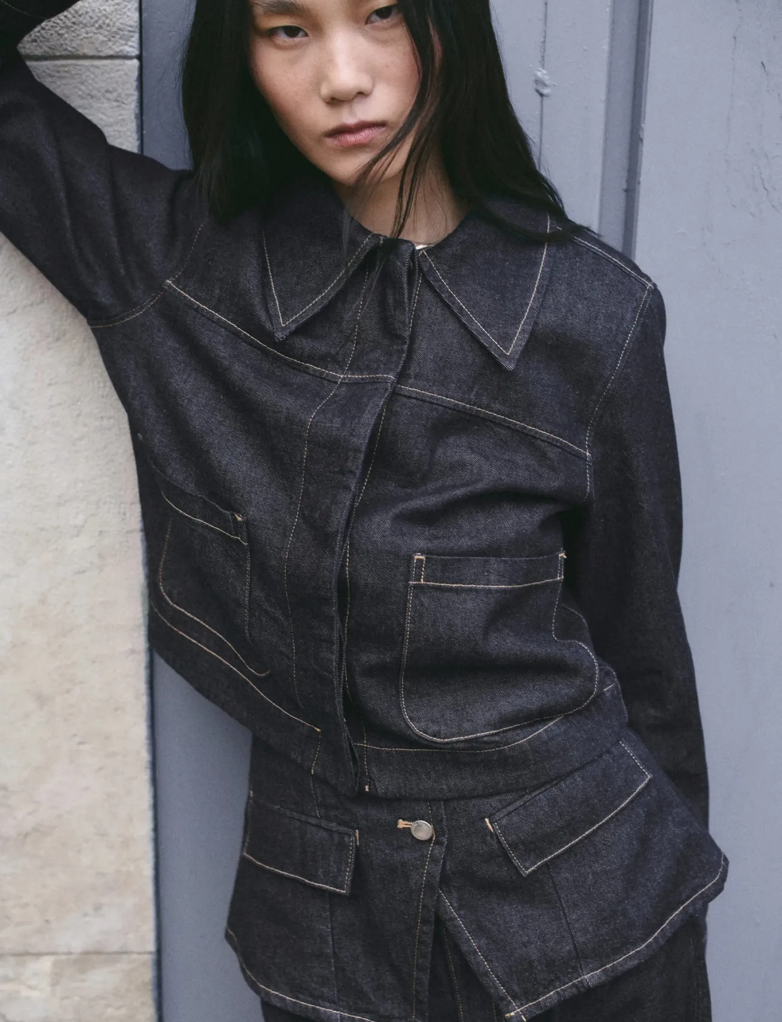 Mango Denim jacket with pockets - Kleidung - OPEN BLUE / navy