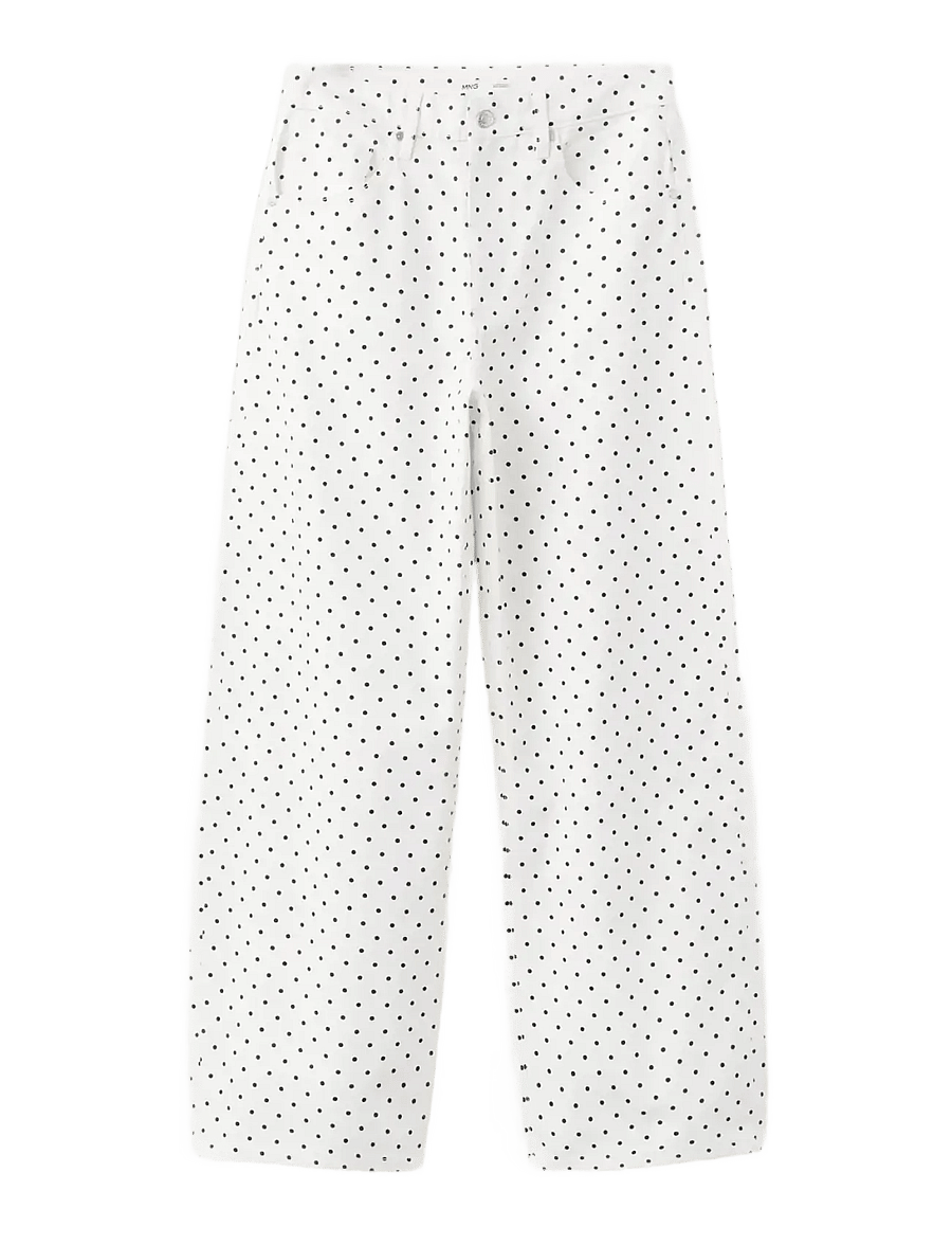 Mango - Polka dot balloon jeans - barrel jeans - white - 1