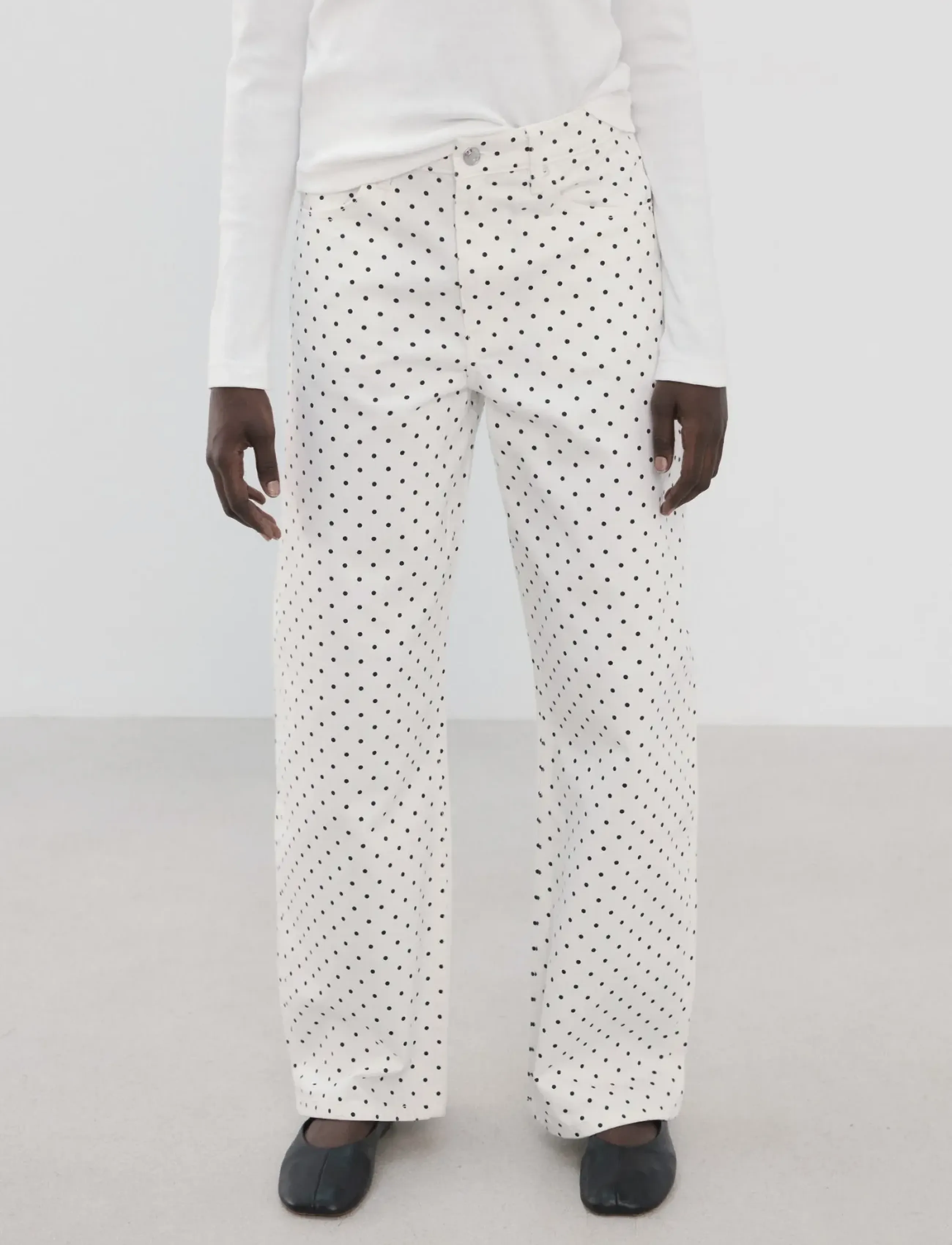 Mango Polka Dot Balloon Jeans, 36, Weiß - Barrel Frauen