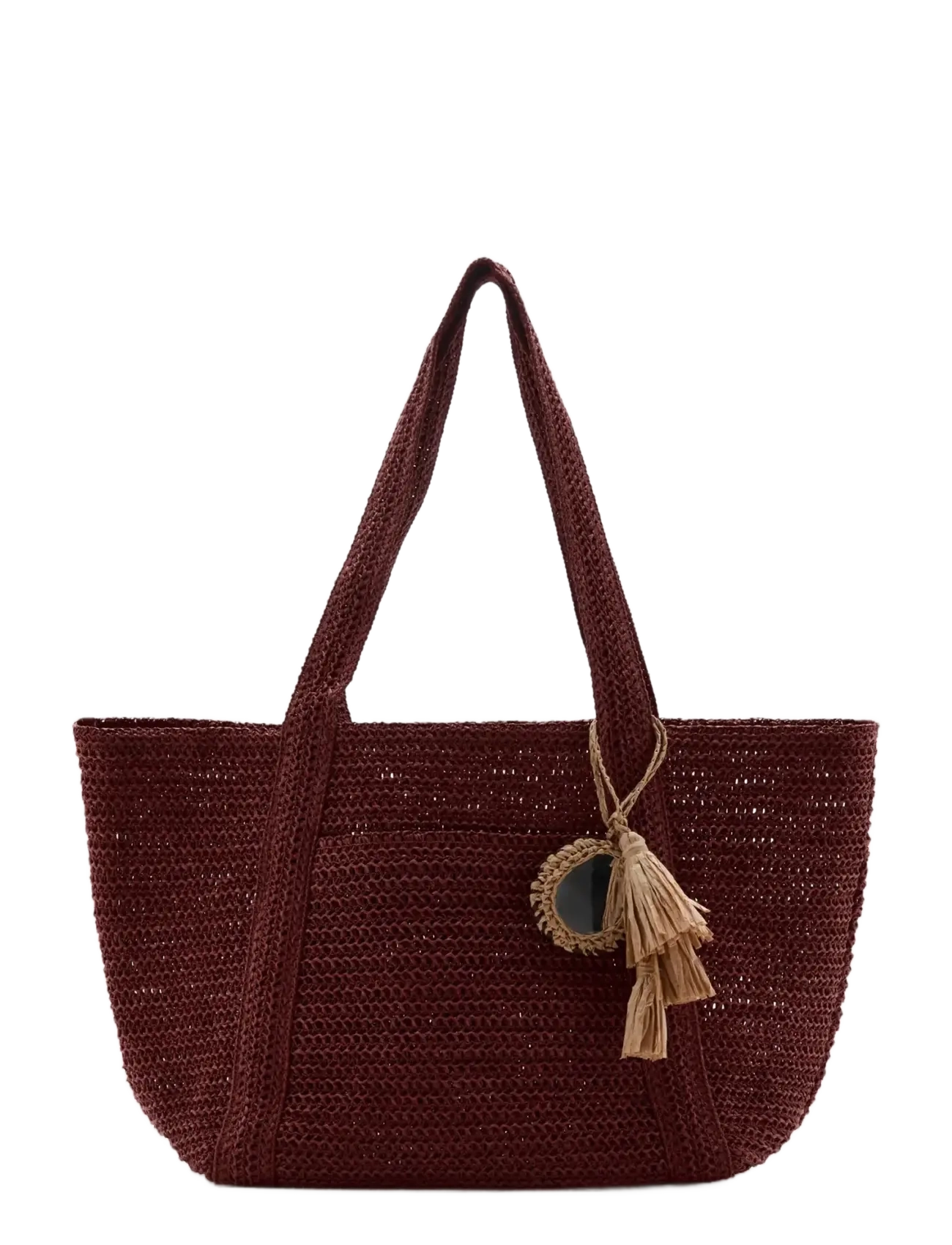 Mango Natural Fibre Tote Bag, One Size, Burgundy, Tasker > Totes, Dame