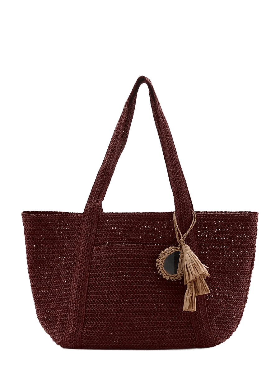 Mango - Natural fibre tote bag - tote bags - dark red - 0