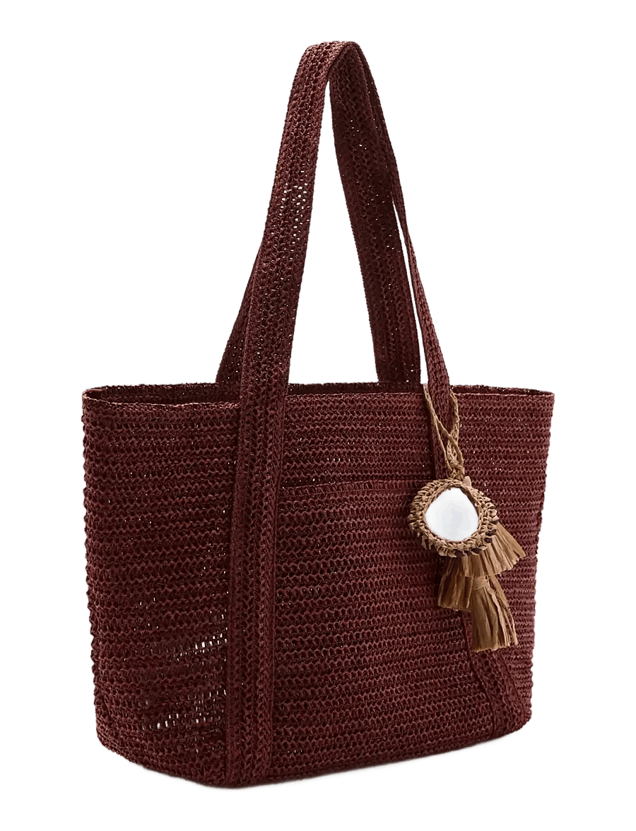 Mango - Natural fibre tote bag - tote bags - dark red - 1