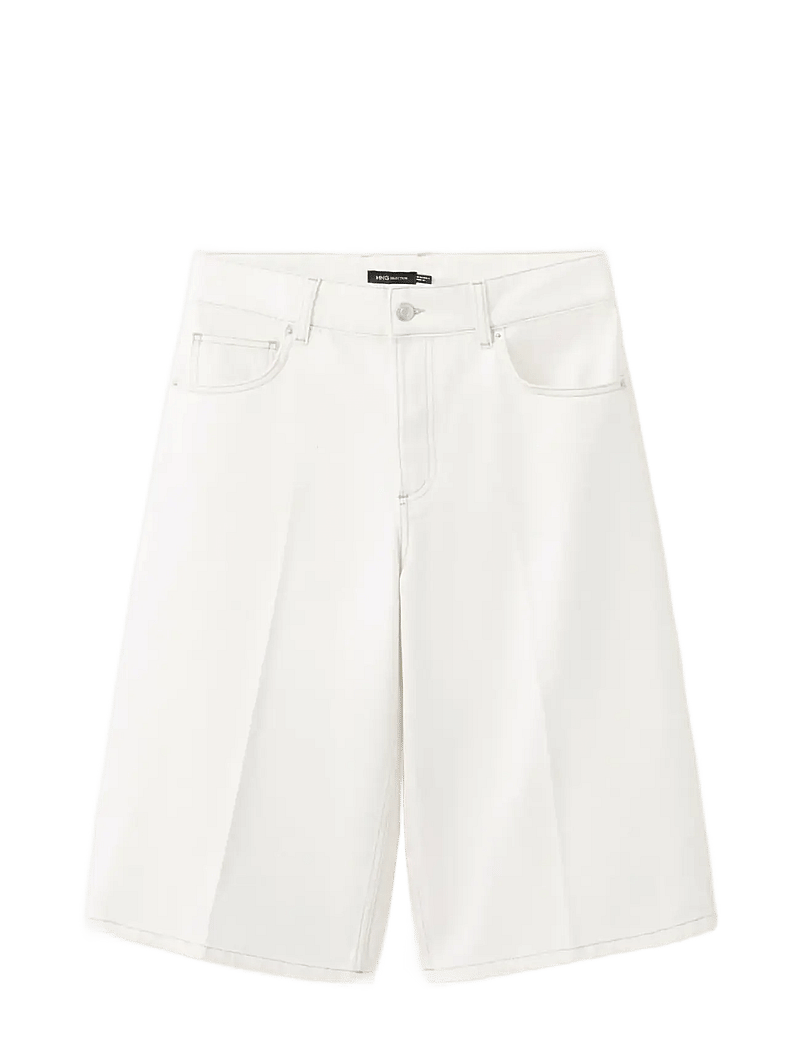 Mango - Straight mid-rise denim Bermuda shorts - bermudashorts - natural white - 1