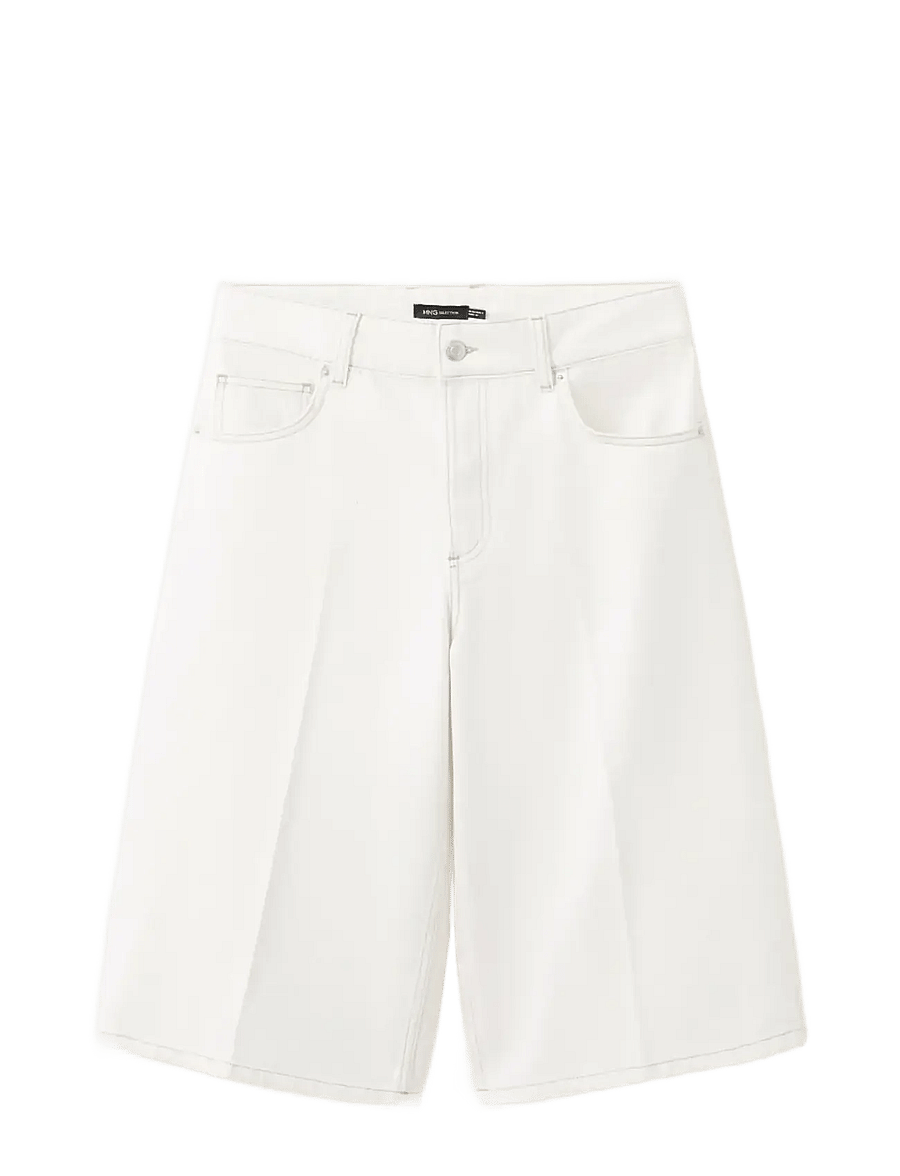 Mango - Straight mid-rise denim Bermuda shorts - bermudashorts - natural white - 1