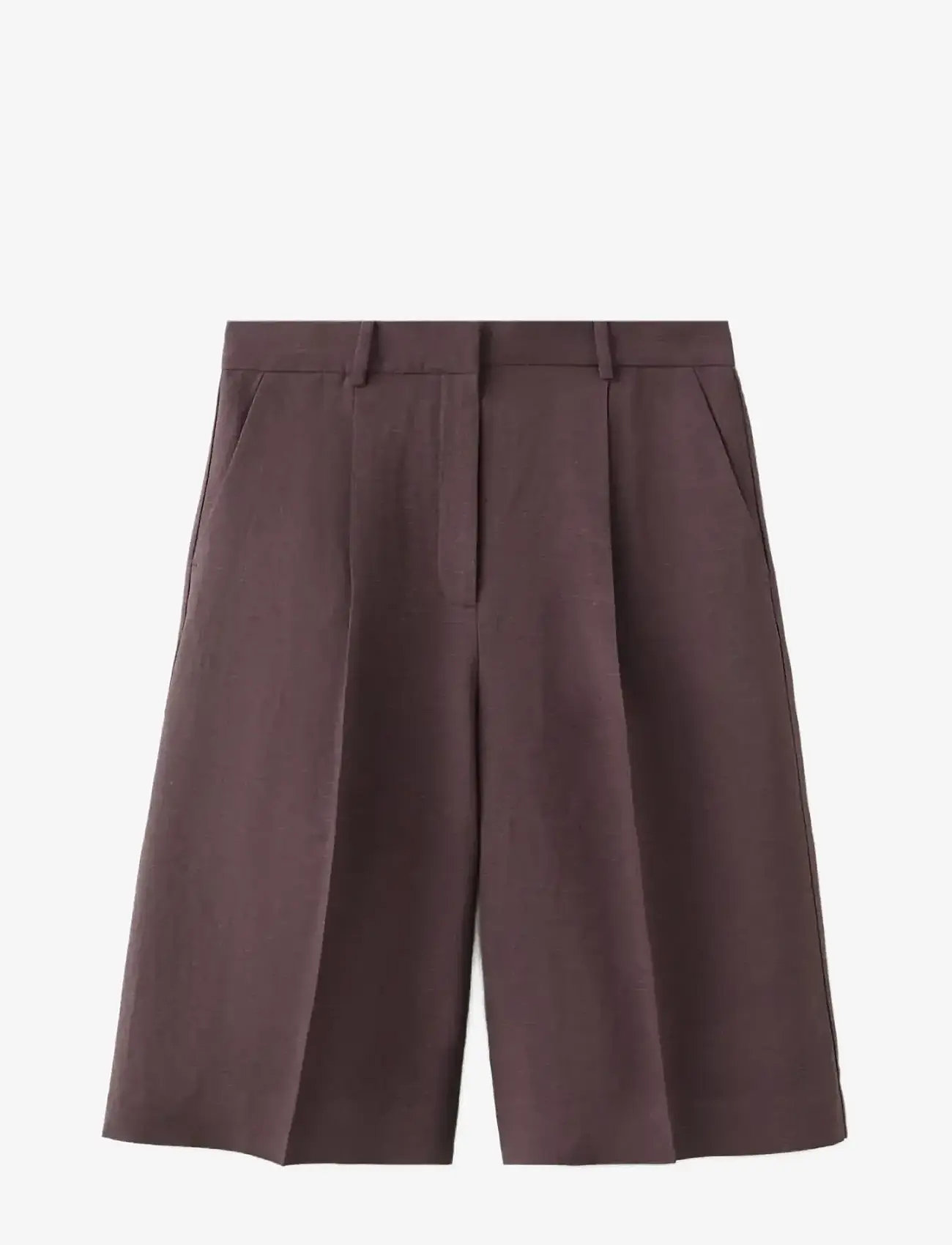 Mango - Straight linen Bermuda shorts - linneshorts - medium purple - 1