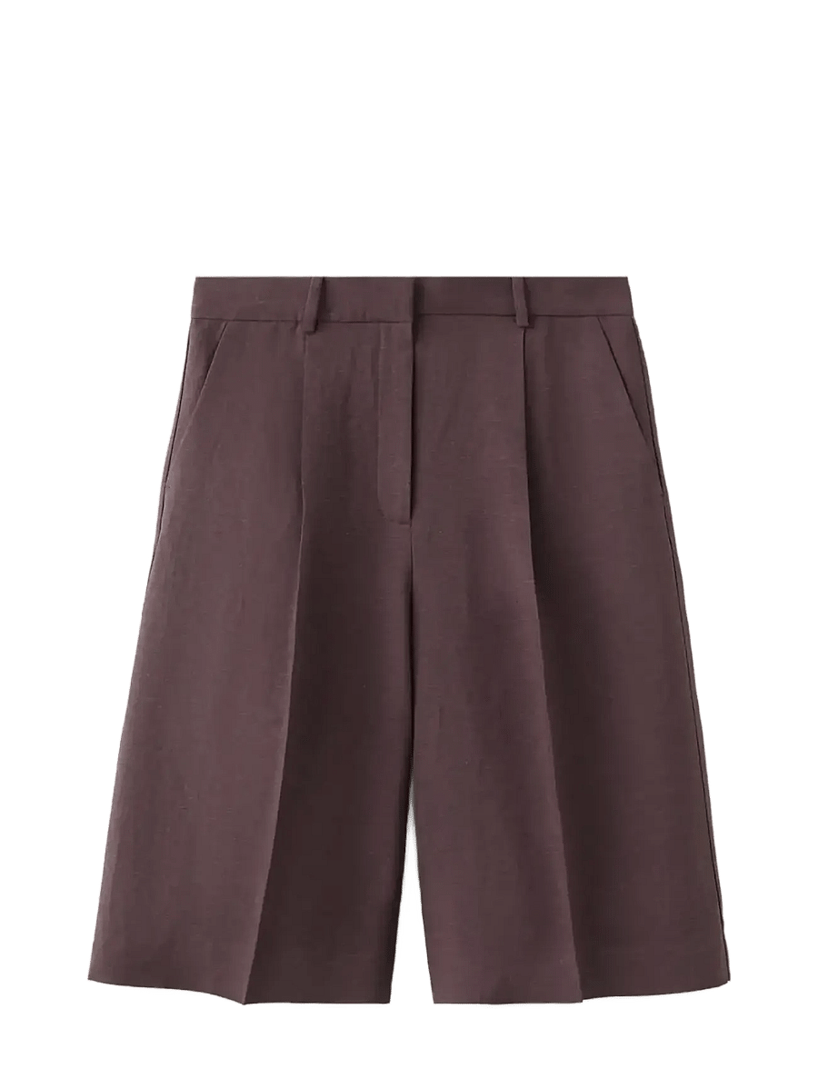 Mango - Straight linen Bermuda shorts - linneshorts - medium purple - 1