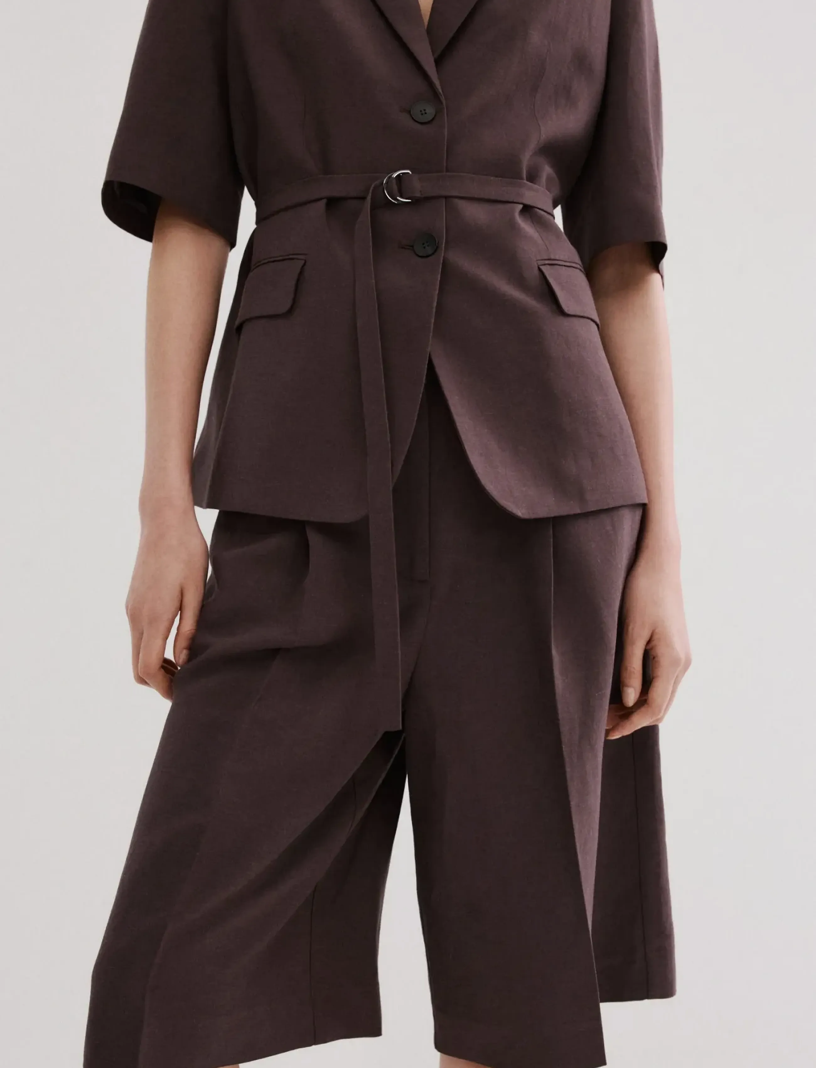 Mango Straight linen Bermuda shorts - Shorts - MEDIUM PURPLE / purple