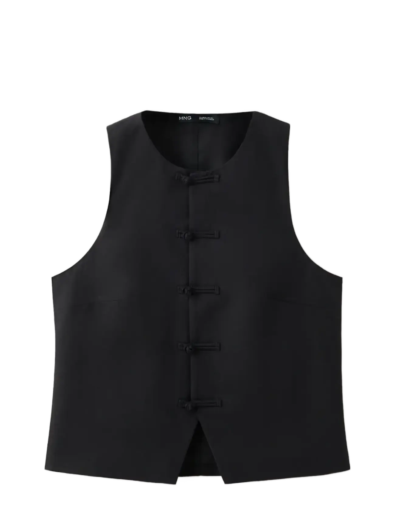 MANGO Linen Toggle Weste Schwarz - M - Damen