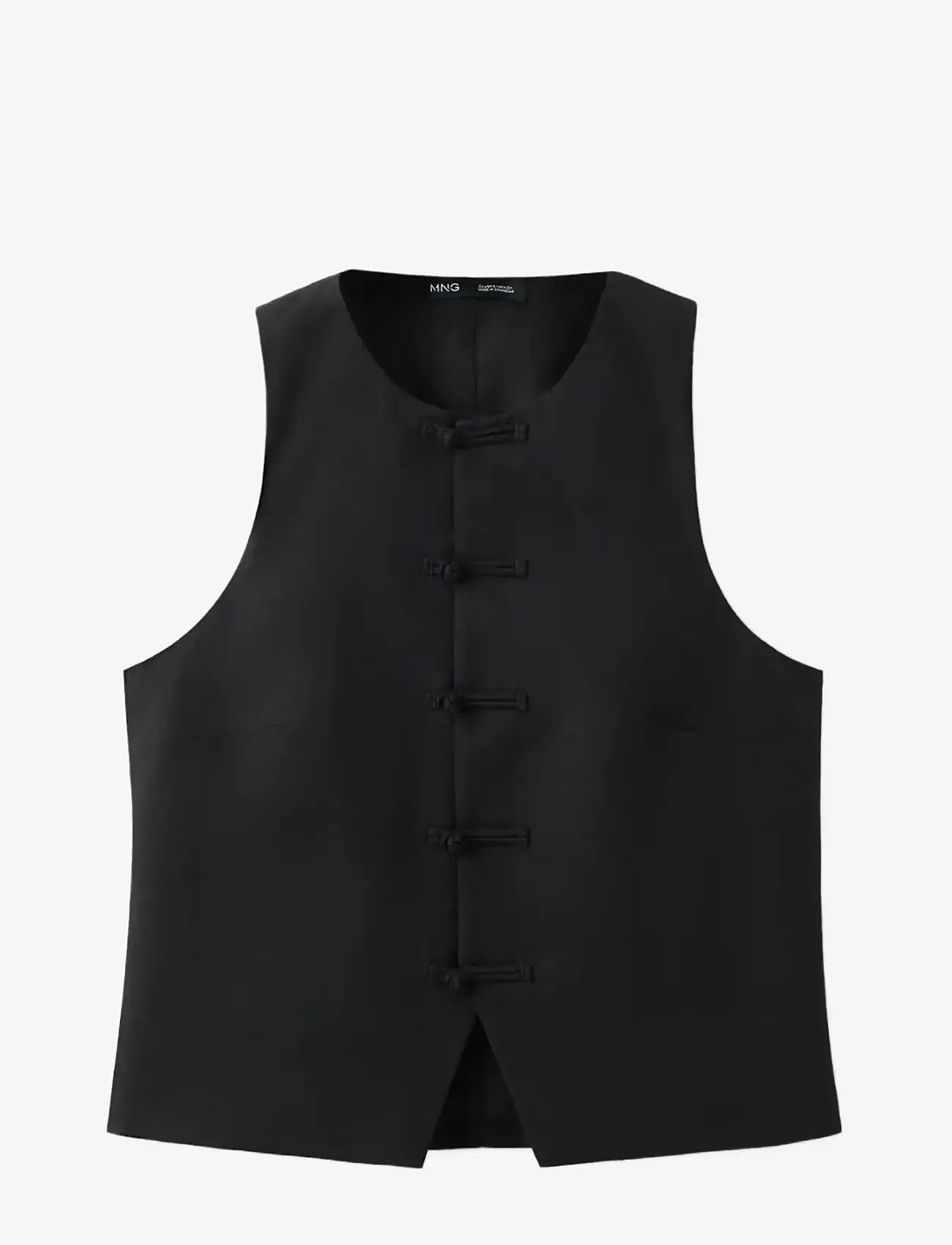 Mango - Linen toggle waistcoat - tanktops - black - 1