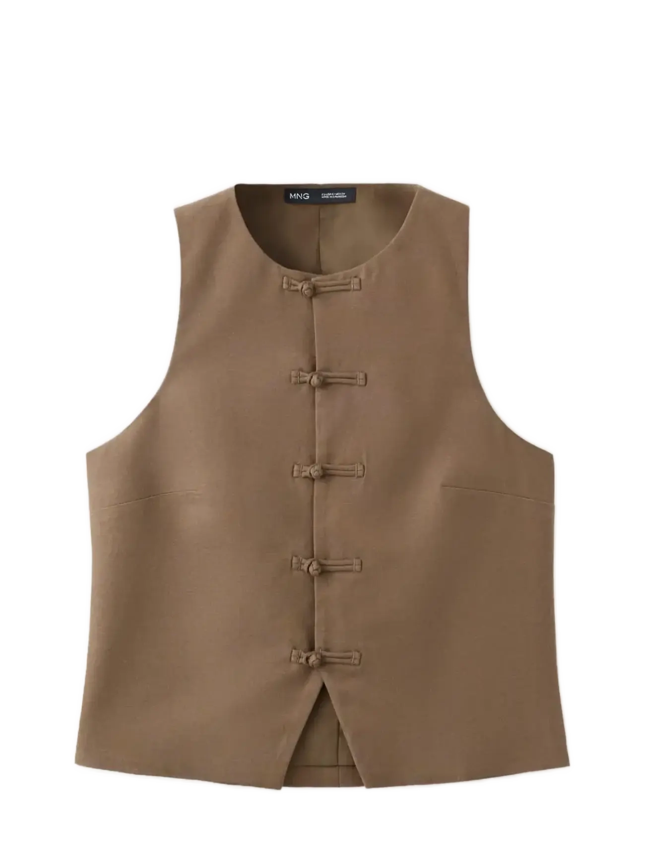 MANGO Linen Toggle Weste Braun - L - Damen