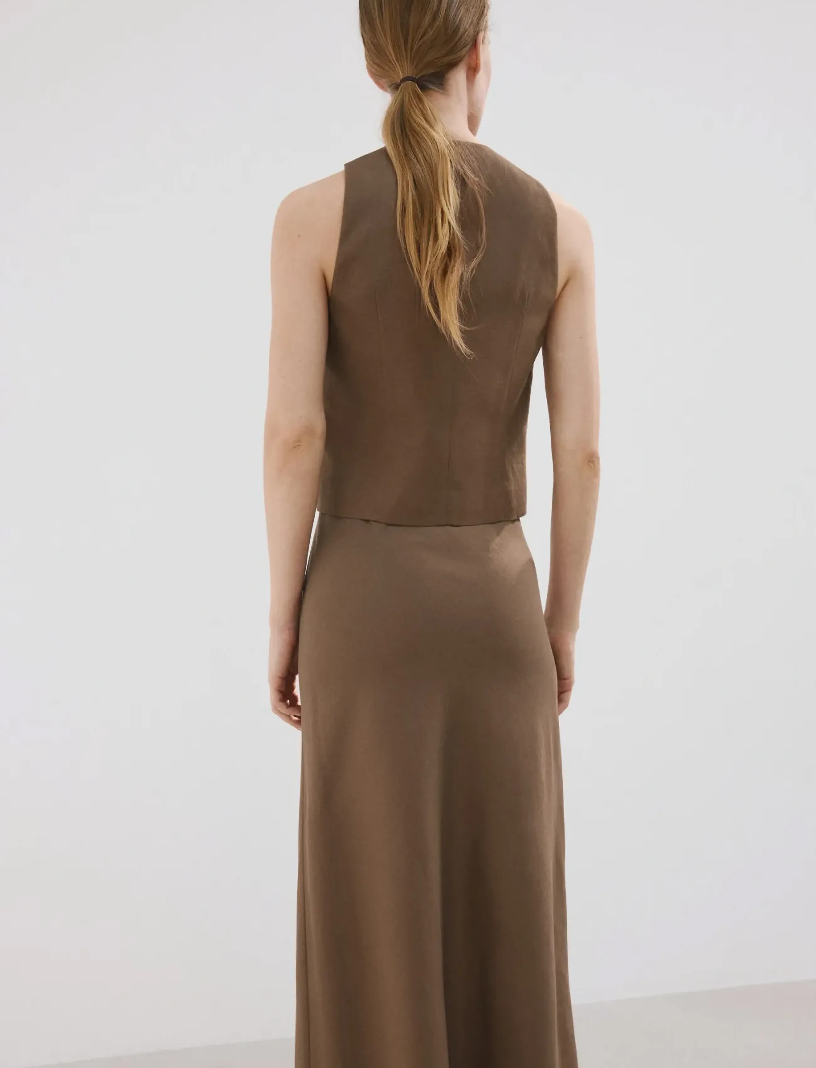 Mango - Linen toggle waistcoat - hihattomat paidat - brown - 2